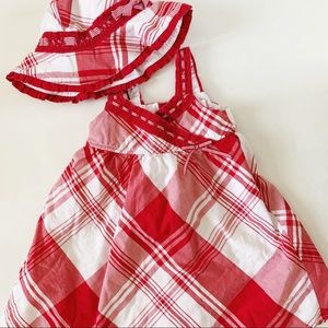 Janie & Jack Red Candy Gingham Dress with Hat